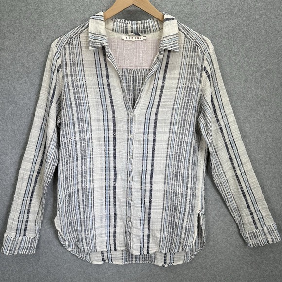 Xirena Women's Shirt Button Front Long Sleeve Cotton‎ Crepe Gauze Size Medium - Picture 1 of 5
